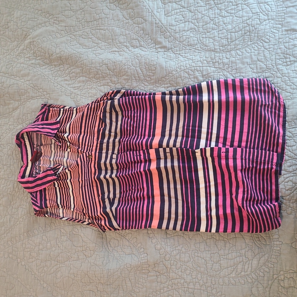 Stripped button up tank top
